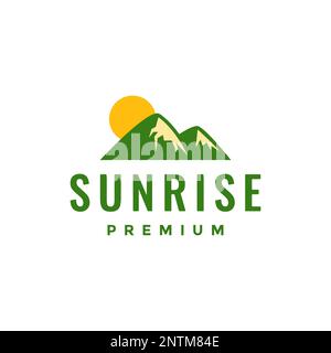 picco verde tramonto relax vacanza all'aperto semplice logo disegno vettoriale icona illustrazione Illustrazione Vettoriale