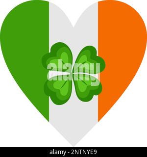 Bandiera del cuore d'irlanda con trifoglio Foto Stock