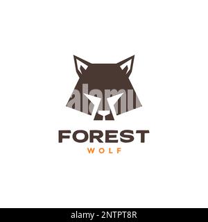 animale foresta bestia carnivoro testa lupo poligonale piatto moderno logo design vettoriale icona Illustrazione Vettoriale