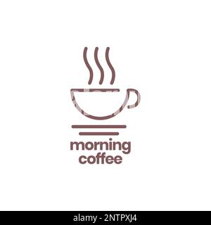 caffè tazza bevanda fumo odore fagioli minimalista logo disegno vettoriale icona illustrazione Illustrazione Vettoriale