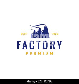 industria fabbrica di affari azienda fumo semplice hipster logo disegno vettoriale icona illustrazione Illustrazione Vettoriale