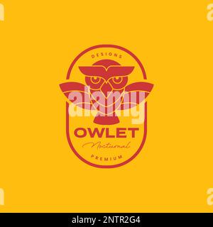 little owlet volando forma geometrica vintage logo logo disegno vettoriale icona illustrazione Illustrazione Vettoriale