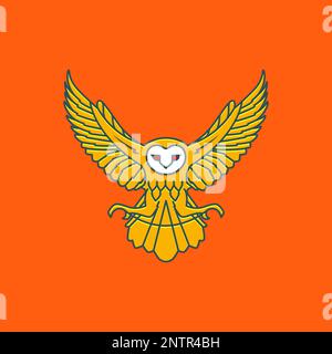 animale notturno fienile volante gufo caccia rimbalzo colorato adesivo moderno logo design vettore Illustrazione Vettoriale