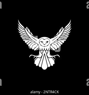 animale notturno fienile volante gufo caccia rimbalzo notte scura moderno logo design vettore Illustrazione Vettoriale