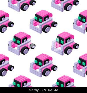 Modello di rosa carino robot in isometria. Clipart del vettore Illustrazione Vettoriale