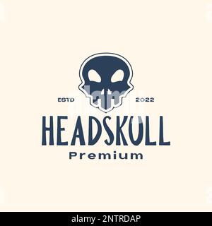 cranio cranio brainpan vintage semplice logo vettore di design hipster Illustrazione Vettoriale