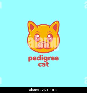 cartone animato mascotte animali domestici gatto pedigree grasso arancione carino logo disegno vettore icona illustrazione Illustrazione Vettoriale