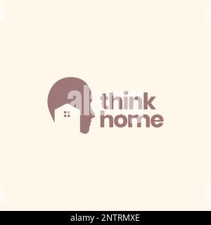 capo uomo pensare casa mente idee logo disegno icona vettore illustrazione Illustrazione Vettoriale