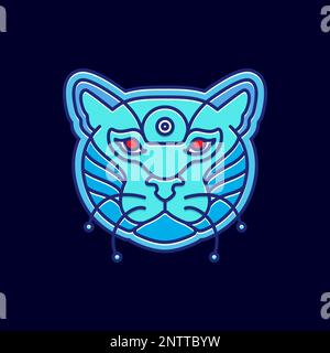 animale testa tigre tecnologia colorful collegare adesivo moderno logo disegno vettore Illustrazione Vettoriale