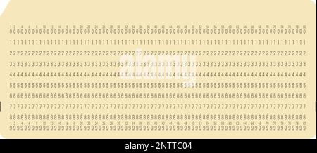 Pure punch card per macchine elettroniche di elaborazione dati. Scheda perforatrice retrò per l'inserimento e la memorizzazione di informazioni sulla tecnologia automatizzata Illustrazione Vettoriale