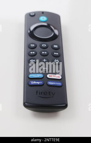 Amazon Fire TV Stick - 27.2.2023 immagine di Antony Thompson - Thousand Word Media, NESSUNA VENDITA, NESSUNA SYNDICATION. Contattare per ulteriori informazioni MOB: 077755 Foto Stock