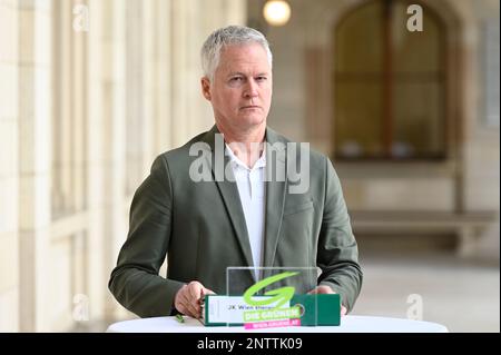 Vienna, Austria. 28th Feb, 2023. Conferenza stampa con il presidente del club David Ellensohn (la Vienna Verde). Argomento 'informazioni attuali sulla causa Wien Energie'. Credit: Franz PERC/Alamy Live News Foto Stock