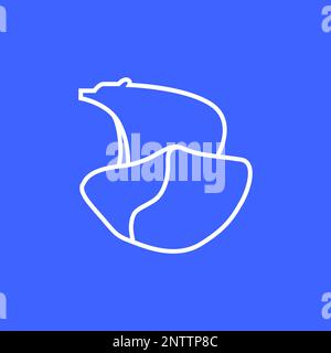 pietra di ghiaccio iceberg orso polare freddo minimalista linea moderna logo vettore di design Illustrazione Vettoriale