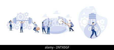 Lavoro di squadra per sostenere il successo, profitto o schema di pagamento di compartecipazione di reddito, creatività o innovazione per risolvere il problema di affari, il vettore piatto moderno il Illustrazione Vettoriale