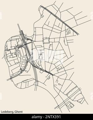 Mappa stradale del COMUNE di LEDEBERG, GAND Illustrazione Vettoriale