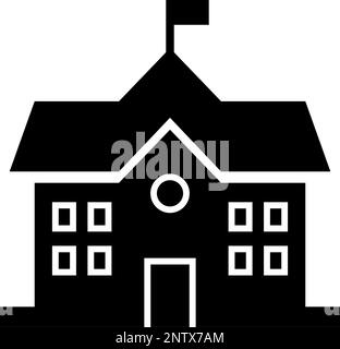 Icona di Silhouette della scuola. Istituzione educativa. Vettore modificabile. Illustrazione Vettoriale