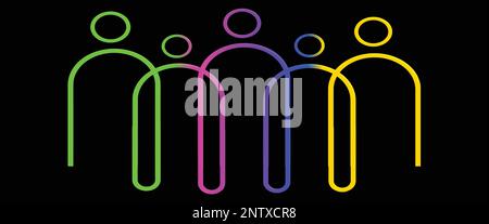 Insieme di illustrazioni infografiche sull'inclusione e la diversità, logo People 3D per il sito Web Illustrazione Vettoriale