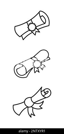 Diploma Degree SCROLL con icona a forma di nastro vettoriale per applicazioni e siti web Illustrazione Vettoriale