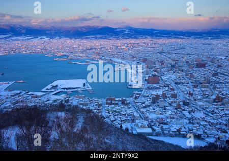 Vista da Hakodateyama (Mount Hakodate),Hakodate,Hokkaido, Giappone Foto Stock