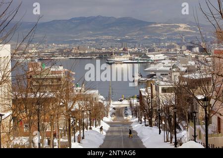 Hachiman zaka slope,Motomachi district,Hakodate,Hokkaido, Giappone Foto Stock