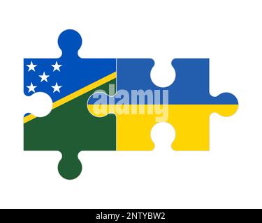 Puzzle collegato di bandiere delle Isole Salomone e Ucraina, vettore Illustrazione Vettoriale