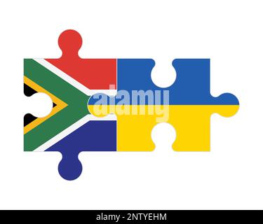 Puzzle connesso di bandiere del Sud Africa e Ucraina, vettore Illustrazione Vettoriale