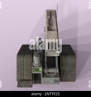 3D-illustrazione di un lanciamissili futuristico su un camion scifi Foto Stock