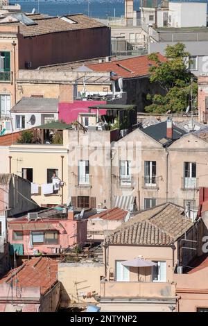 Vista sul centro storico di Cagliari, Sardegna, Italia Foto Stock