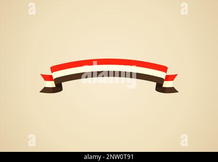 Nastro con bandiera dello Yemen in stile piatto. Illustrazione Vettoriale