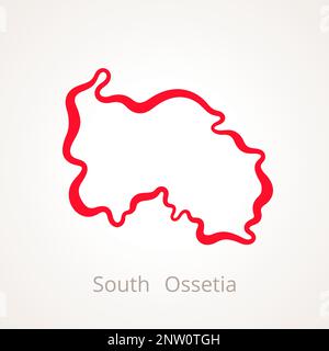 Mappa di Ossezia del Sud contrassegnata da una linea rossa. Illustrazione Vettoriale