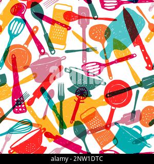 Set di utensili da cucina. Disegnata a mano vector stoviglie e utensili da  cucina illustrazione set. Schizzo di stile Immagine e Vettoriale - Alamy