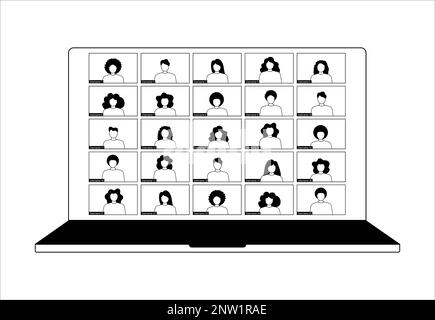 Illustrazione piatta per videoconferenze e riunioni Illustrazione Vettoriale