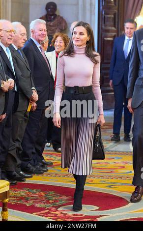 Madrid, Spagna. 28th Feb, 2023. VERSIONE RECROPPED: QUEEN LETIZIA di Spagna partecipa alla presentazione del 'Digital Portal of Hispanic History' al Palazzo reale di Madrid, Spagna (Credit Image: © Jack Abuin/ZUMA Press Wire) SOLO PER USO EDITORIALE! Non per USO commerciale! Foto Stock