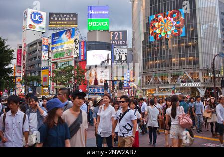 Kousaten Scramble crossing in Shibuya. La città di Tokyo, Giappone, Asia Foto Stock