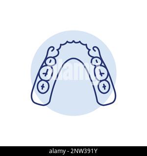 Icona della linea di dentiera parziale rimovibile. Protesi dentale. Illustrazione vettoriale Illustrazione Vettoriale