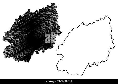 Ashford non-Metropolitan District, borough (Regno Unito di Gran Bretagna e Irlanda del Nord, cerimoniale contea Kent, Inghilterra) mappa vettore illustra Illustrazione Vettoriale