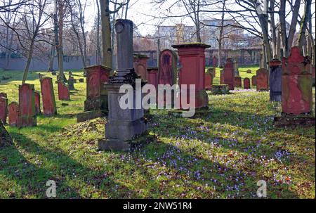 SHUM Vecchio cimitero ebraico medievale, Judensand , Mombacher Strasse. 61, 55122 Magonza, Renania-Palatinato, Germania Foto Stock