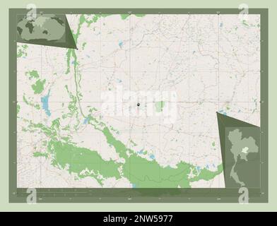 Nakhon Ratchasima, provincia della Thailandia. Aprire la mappa stradale. Mappe delle posizioni ausiliarie degli angoli Foto Stock