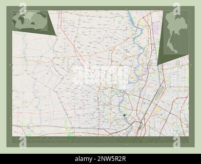 Nonthaburi, provincia della Thailandia. Aprire la mappa stradale. Mappe delle posizioni ausiliarie degli angoli Foto Stock