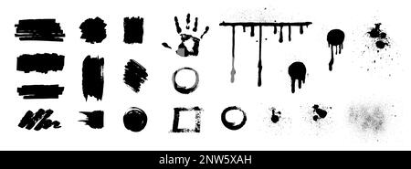 Blots grunge texture Set realistico con icone monocromatiche isolate di punti umani puntini e macchie illustrazione vettoriale Illustrazione Vettoriale