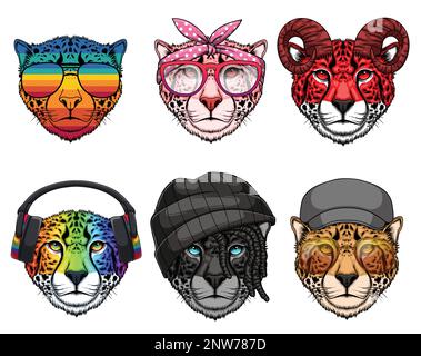Cheetah moda set collezione per la vostra azienda o marca Illustrazione Vettoriale