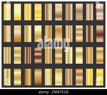 Gradiente dorato. Un set di campioni di gradiente in metallo per il design creativo e le idee creative Illustrazione Vettoriale