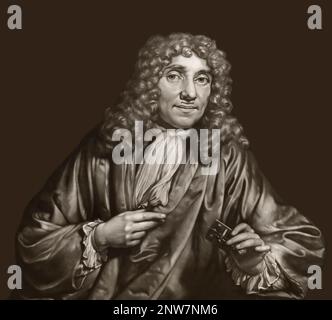 Antonie Philips van Leeuwenhoek, 1632 – 1723, microbiologo e microscopista olandese Foto Stock