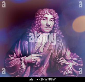 Antonie Philips van Leeuwenhoek, 1632 – 1723, microbiologo e microscopista olandese Foto Stock