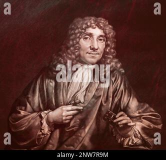 Antonie Philips van Leeuwenhoek, 1632 – 1723, microbiologo e microscopista olandese Foto Stock