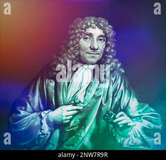 Antonie Philips van Leeuwenhoek, 1632 – 1723, microbiologo e microscopista olandese Foto Stock