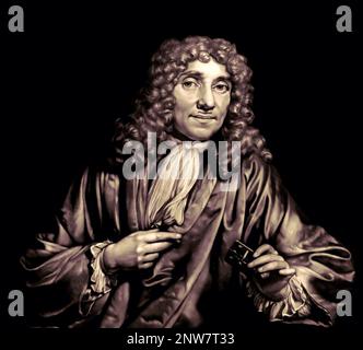 Antonie Philips van Leeuwenhoek, 1632 – 1723, microbiologo e microscopista olandese Foto Stock