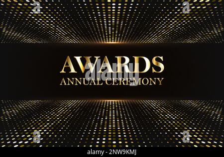Designazione del premio, illustrazione vettoriale del testo con glitter d'oro. Illustrazione Vettoriale