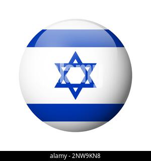 Bandiera Israele - distintivo cerchio lucido. Icona vettore. Illustrazione Vettoriale