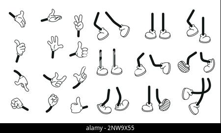 Cartoon vettore mani in varie posizioni eps 10 Illustrazione Vettoriale